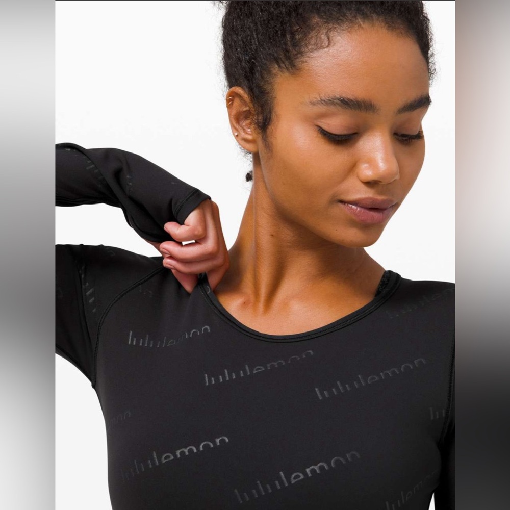 Rare Lululemon Wunder Train Crop Long Sleeve *Special Edition emboss gold logo - Picture 4 of 14